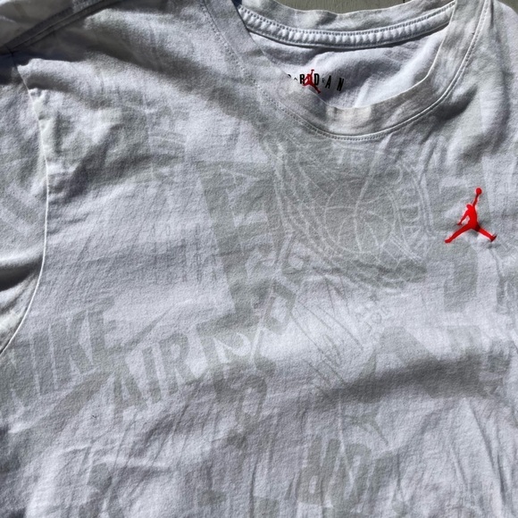 Women's Air Jordan T-Shirt White Jumpman Logo L Cotton All-Over Street NBA Icon - Picture 1 of 14